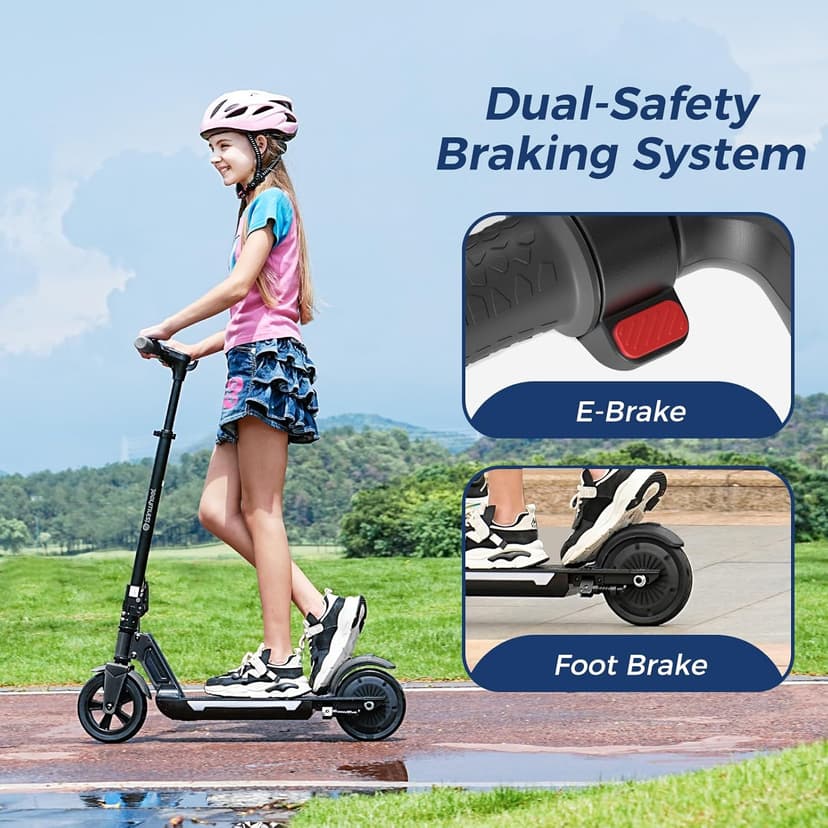 isinwheel S7 Electric Scooter for Kids Ages 8-14, 250W Foldable and 3 Adjustable Heights Kids Electric Scooter with 3 Speeds (5/8/12 Mph), Cruise Control, LED Display, Gift for Kid