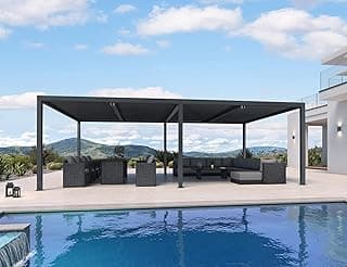 PURPLE LEAF 14' x 24' Louvered Pergola 94AS Modern Oversize Aluminum Gazebo with Adjustable Roof for Patio Deck Backyard Plus Size Gray Pergola