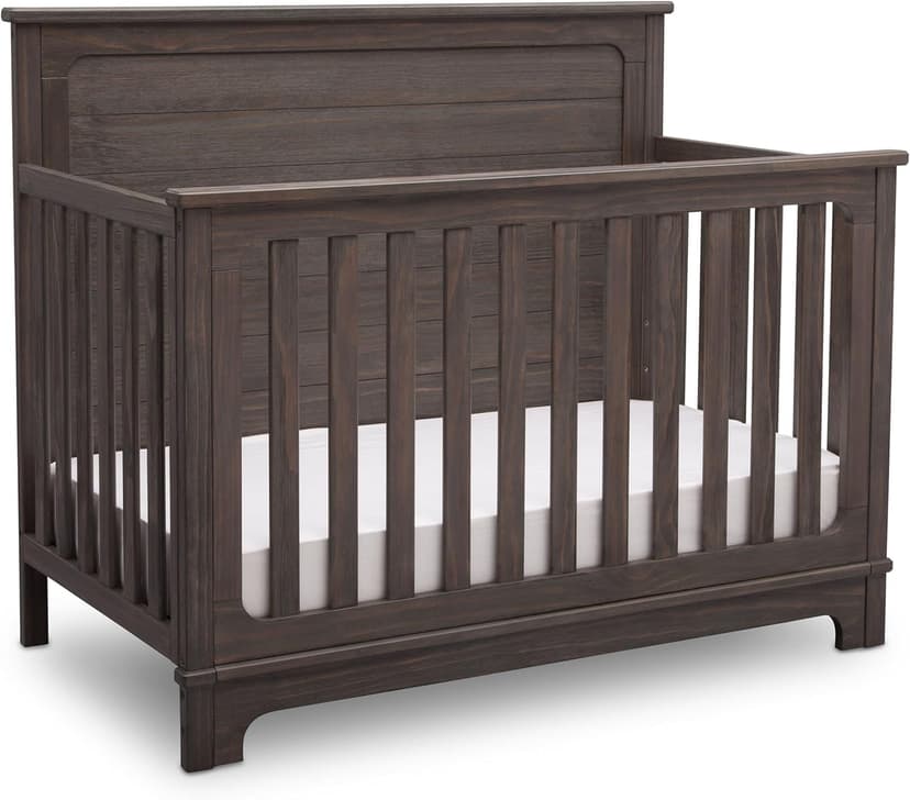 Delta Children Simmons Kids Slumbertime Monterey 4-in-1 Convertible Crib, Rustic Grey