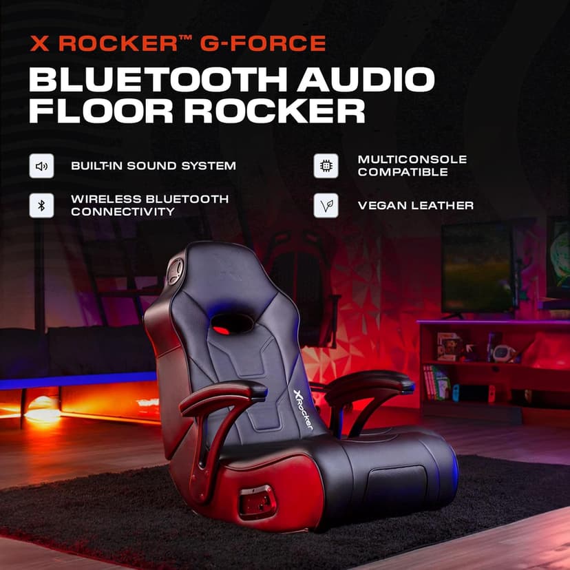 X Rocker Video Gaming Floor Rocker Chair, Built-in Audio, College Dorm Essentials for Guys and Girls, Gamers, Bedroom, Dorm Room Essentials, Foldable