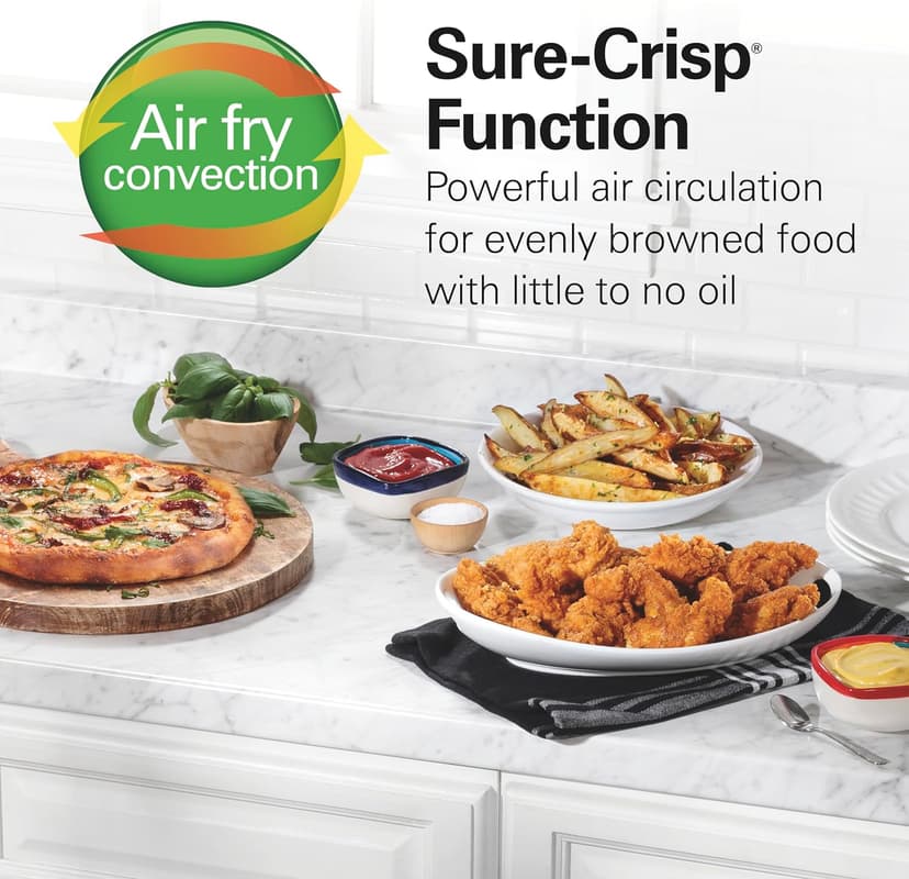 Hamilton Beach Sure-Crisp Air Fryer Toaster Oven Combo, Fits 9” Pizza, 4 Slice Capacity, Powerful Circulation, Auto Shutoff, Stainless Steel (31403)