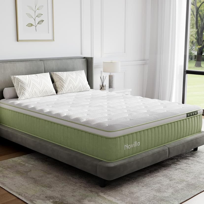 Novilla Hybrid King Mattress, 12 Inch King Size Hybrid Mattress in a Box with Individually Wrapped Coils & Euro Top for Pressure Relief & Motion Isolation & Cool Night Sleep, CertiPUR-US Certified