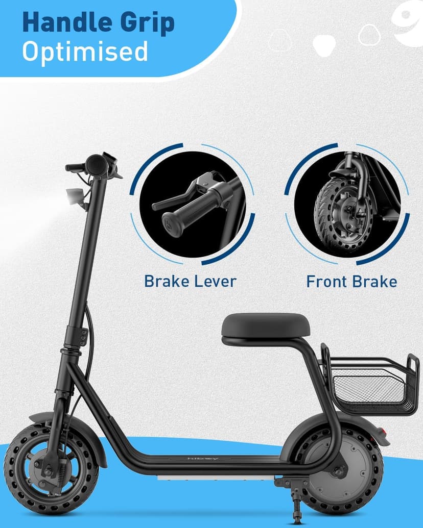Hiboy Q2 Lite Electric Scooter with Seat for Kids Ages 4-10 - UL Certified, Up to 9.3 MPH with 100W Motor, 3-Speed Adjustable, Rear Basket, LED Neon/Brake Lights, LCD Display