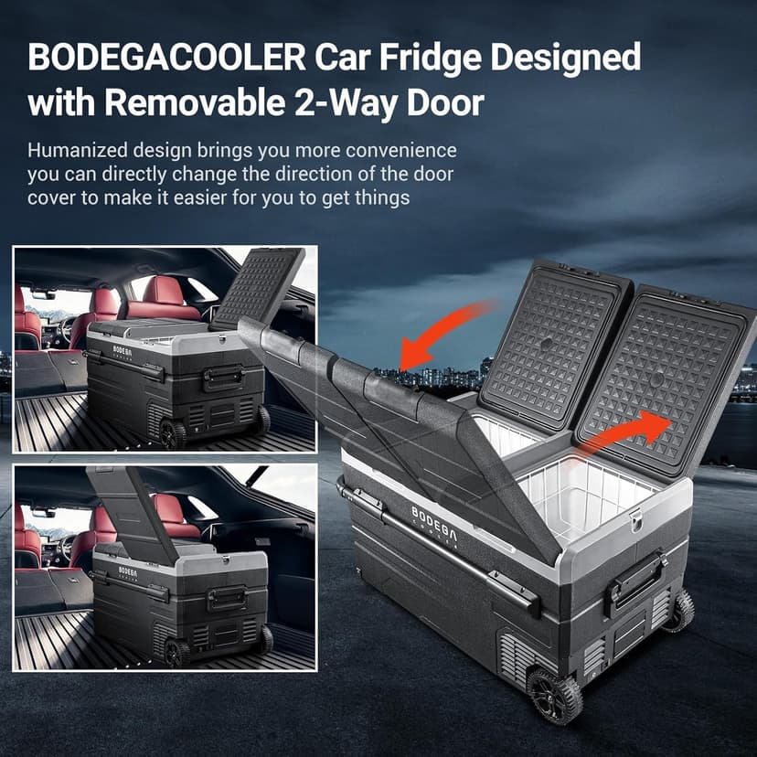 BODEGACOOLER 12 Volt Car Refrigerator, RV Car Fridge Dual Zone APP Control, Portable Freezer,121 Quart (115L) -4℉-68℉ RV Electric Compressor Cooler 12/24V DC &100-240V AC for Outdoor, Camping, Travel
