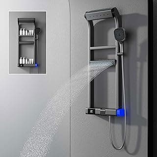 Thermostatic Shower System, 2025 Innovative 6 Functions Shower Faucet Set, LED Digital Display, 5 Piano Keys, 40x10cm Shower Head Sets Complete and Handheld, Bathtub Faucet, 59A Copper
