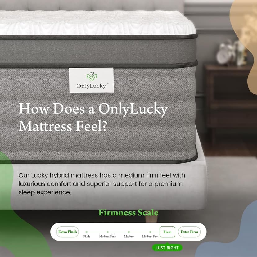 Onlylucky Firm King Size Mattress - 14 Inch Gel Memory Foam Mattress with Individual Pocket Spring for Pressure Relief & Motion Isolation, Premier Comfort Night Sleep, Enhanced Support Hybrid King Bed