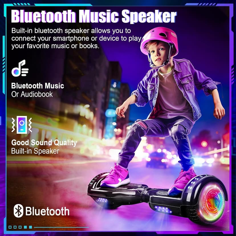 Self Balancing Scooters with Bluetooth & Corlorful LED Lights, Gifts for Kids & Adults & Girls & Boys, for All Ages