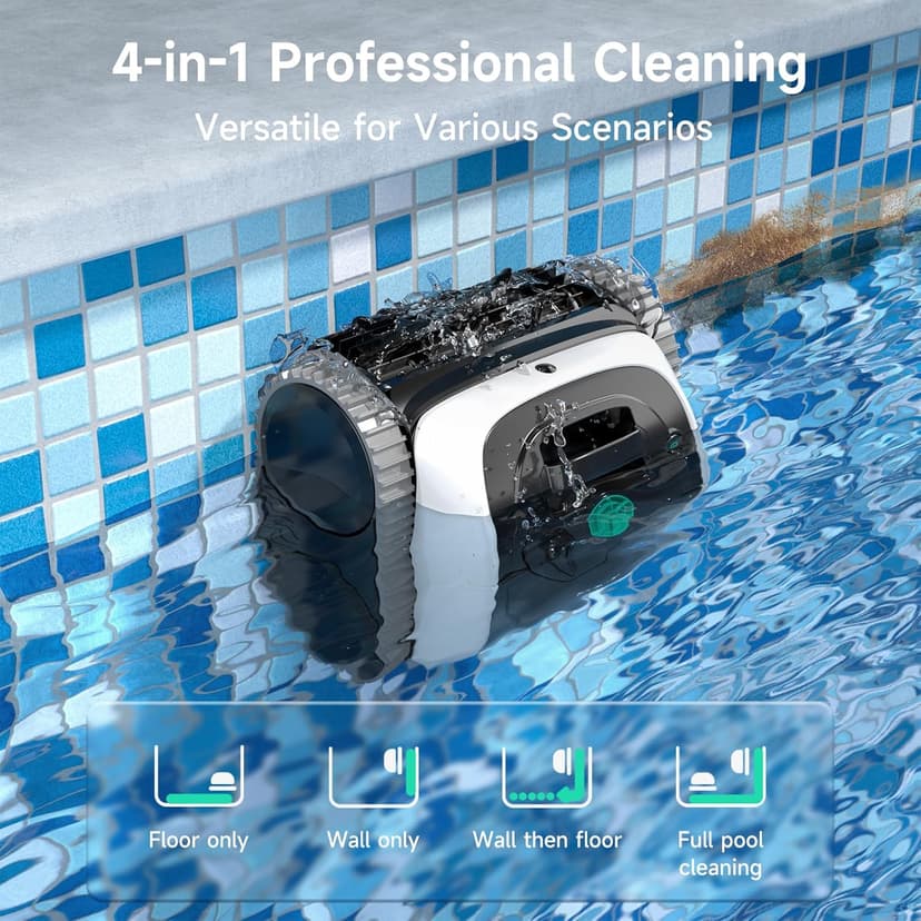 (2025 Upgrade) WYBOT C1 Robotic Pool Vacuum for Inground Pools, 150min Runtime Cordless Pool Cleaner, 4-in-1 Wall & Waterline Cleaning Up to 1,614Sq.ft, Smart Navigation, App Support