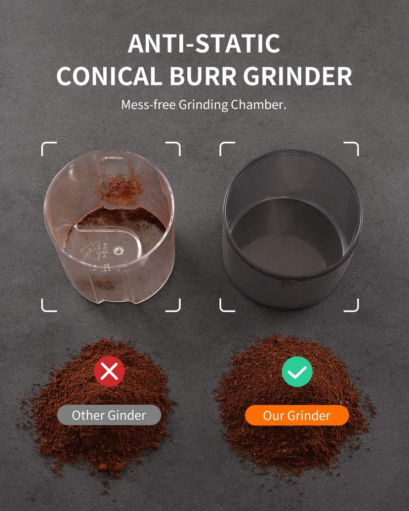 SHARDOR Conical Burr Coffee Grinder, Electric Coffee Bean Grinder with 35 Grind Settings, Adjustable for 2–12 Cups, Anti-Static Design, Black