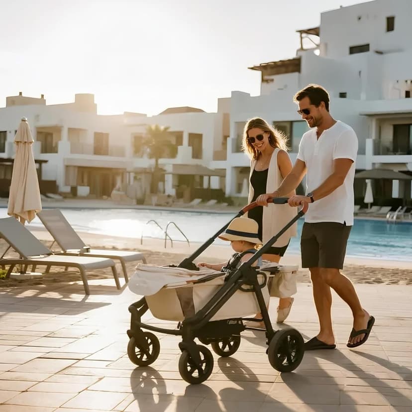 Tandem Wagon Stroller for 2 Kids, All-Terrain with Removable UV-Protection Canopy, Adjustable Push/Pull Handle, Snack Tray & Cup Holders, Perfect for Baby and Toddler（Khaki）