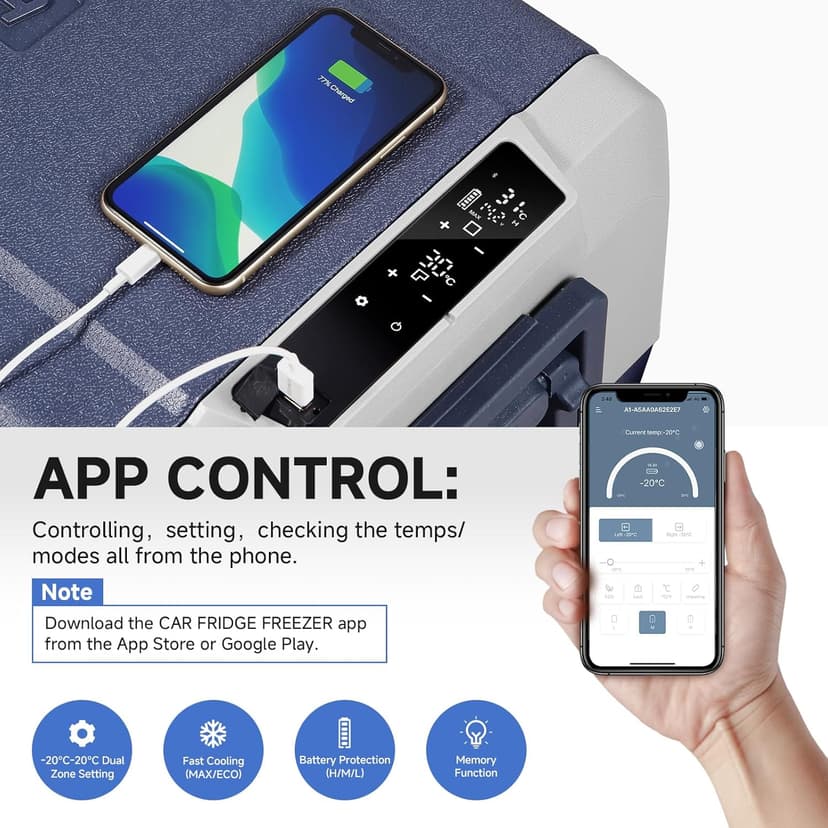BODEGACOOLER 12 Volt Car Refrigerator,64 Quart Portable Fridge Cooler APP Control,-4℉-68℉ 60L Dual Zone Car Freezer Cooler, 12/24V DC and 100-240V AC for Camping,Travel,RV,Boat,Van,Road Trip