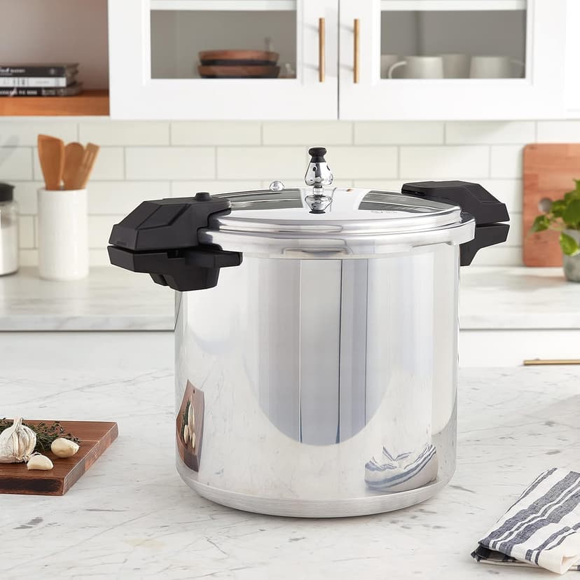 Mirro - 7114000221 Mirro 92122A Polished Aluminum 5 / 10 / 15-PSI Pressure Cooker / Canner Cookware, 22-Quart, Silver