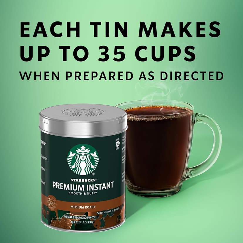 Starbucks Premium Instant Coffee, Medium Roast, 100% Arabica Beans, 3 Pack (3.17 Oz Each)