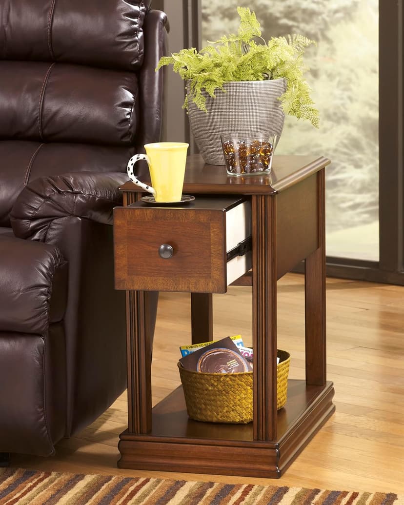 Signature Design by Ashley T007-527 Chair Side End Table, 24.50" W x 17.00" D x13.50 H, Medium Brown