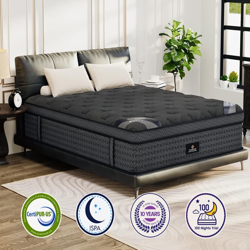Queen Size Mattress, 14 Inch Deluxe Hybrid Queen Mattress in a Box, Medium Firm Mattresses With Gel Memory Foam & Pocket Springs, Pressure Relief, Cooling, Extra Edge Support [Upgraded Support]
