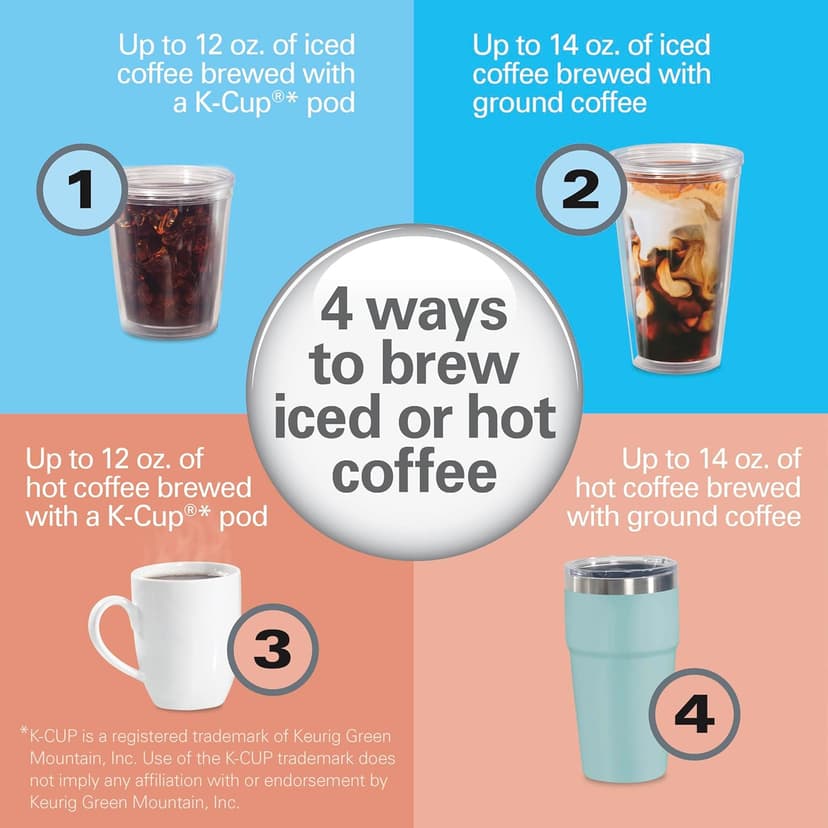 Hamilton Beach FlexBrew Advanced 4-in-1 Single Serve Hot & Iced Coffee Maker with Removable 45 oz. Water Reservoir, Use Pod Packs and Grounds, Fast Brewing, LED Touchscreen, Black (49925)