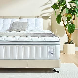 12 Inch Queen Size Hybrid Mattress with Cooling Gel and Individual Pocket Springs for Motion Isolation & Edge Support, Medium Firmness for Pressure Relief, CertiPUR-US Certified, in a Box