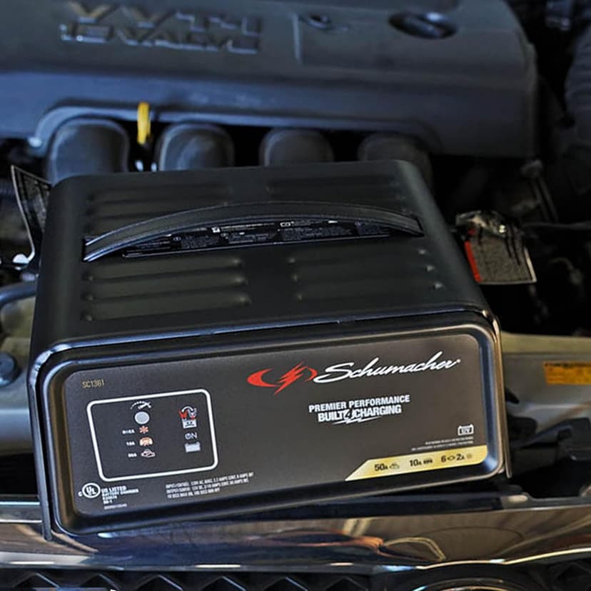 Schumacher Electric 50A 12V Car Battery Charger, Engine Starter & Maintainer - Fully Automatic Battery Charger for Cars, Trucks & RVs - 6A Charge/ 2A Maintain & 10A Boost Modes - SC1361