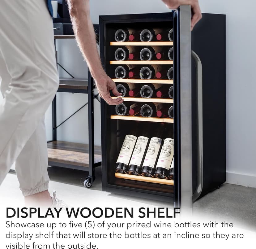 Whynter FWC-341TS 34 Bottle Freestanding Stainless Steel Wine Refrigerator with Display Shelf and Digital Control, Gray