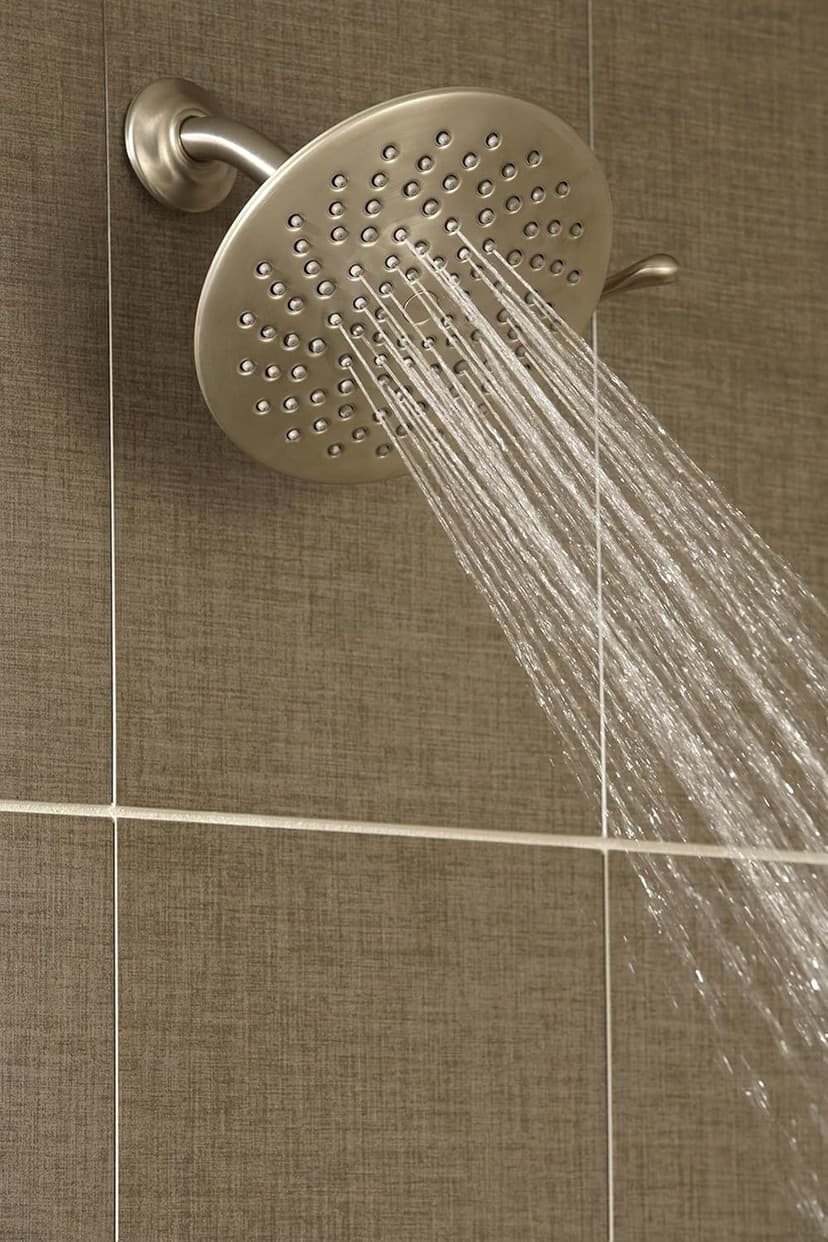 Moen Velocity Brushed Nickel Two-Function Rainshower 8-Inch Shower Head with Immersion Technology for a High-Pressure Rinse, S6320BN