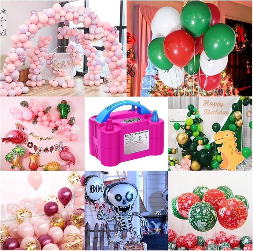 Growsun Balloon Pump Electric 110V 600W Balloon Garland Arch Kit Air Blower Inflator for Party Balloons Decoration Baby Shower Tape Strip Include