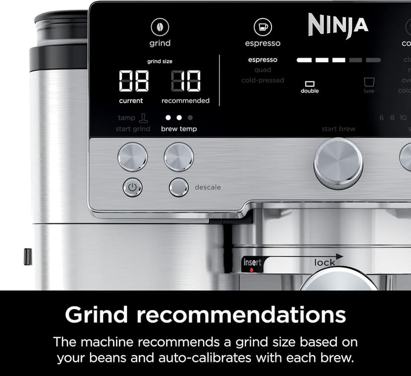 Ninja Espresso Machine and Drip Coffee Maker| Luxe Café Premier Series | Integrated Coffee Grinder, Milk Frother, Assisted Tamper & Built-In Espresso Accessory Storage | Stainless Steel | ES601