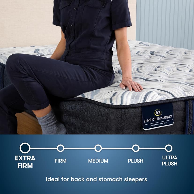 Serta Perfect Sleeper Pro - Hampton 12.5" Extra Firm Queen Latex Hybrid Mattress - 5 Support Zones and Cooling Tech for Premium Hybrid Comfort - 100 Night Trial, CertiPUR-US Certified
