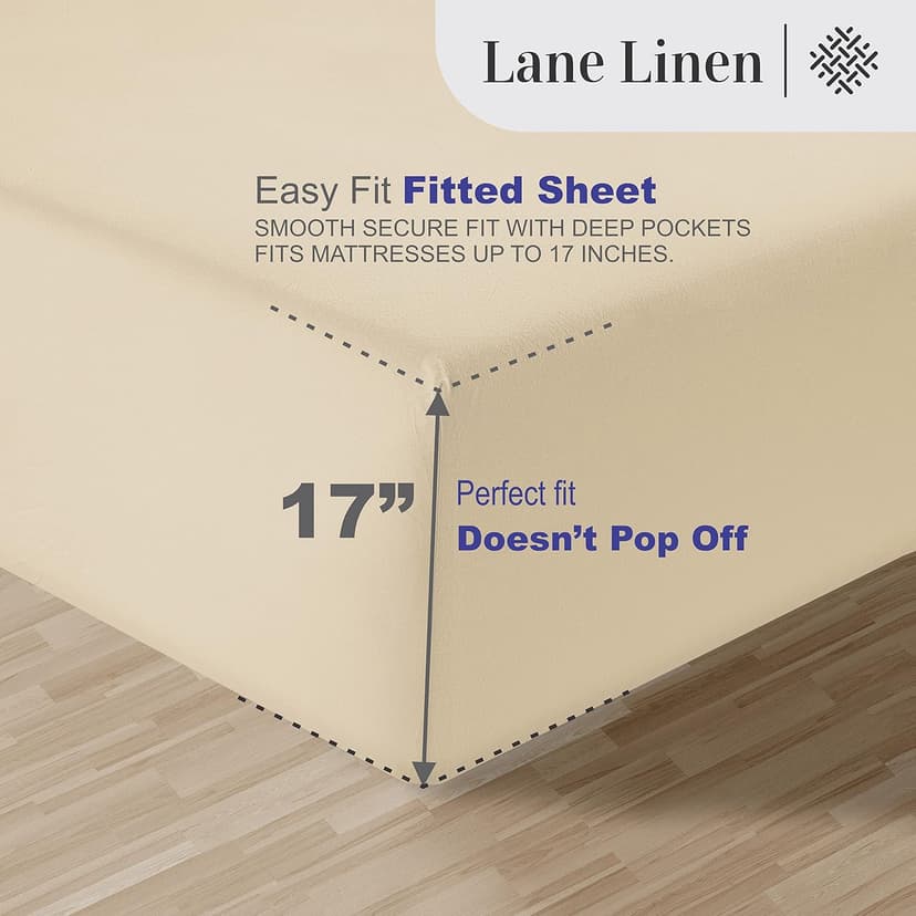 LANE LINEN 100% Egyptian Cotton 1000 TC King Bed Sheets, Eco Friendly No Pill Naturally Cooling Sheet King Size, Soft & Comfy Sateen Weave Silky Smooth Finish, Available in Variety of Colors -Ivory
