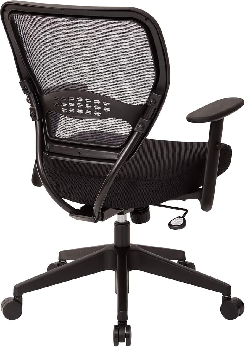 Space Seating 55 Series Professional Dark Air Grid Back Adjustable Office Desk Chair with Built-in Lumbar Support, Black Mesh