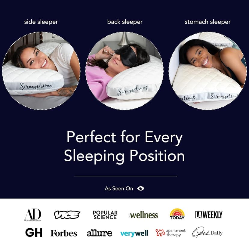 Honeydew Scrumptious Cooling Side Sleeping Pillow with Free Pillowcase- Best for Side Sleepers- Neck and Shoulder Pain Relief Pillow- The Most Awarded Side Sleeper Pillow- Made in The USA (Queen Size)