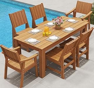 ZHUSI Patio Table and Chairs Set, Outdoor Table and Chairs,HDPE Outdoor Dining Set with Umbrella Hole for Backyard, Poolside