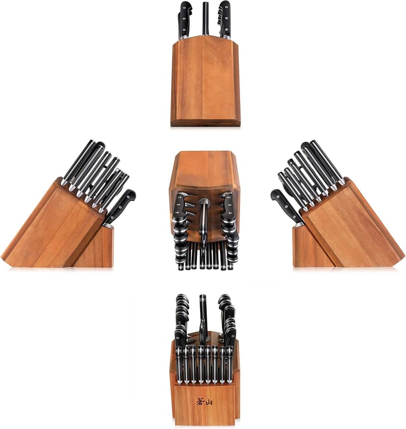 Cangshan V2 Series 1024128 German Steel Forged 23-Piece Knife Block Set, Acacia