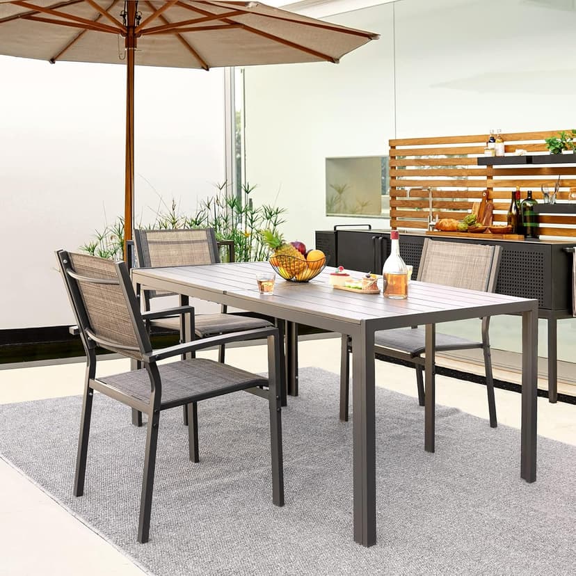 Devoko Patio Dining Table for 6 Outdoor Patio Table 59" x 35" Weather-Resistant Rectangular Table for Deck, Garden, Backyard