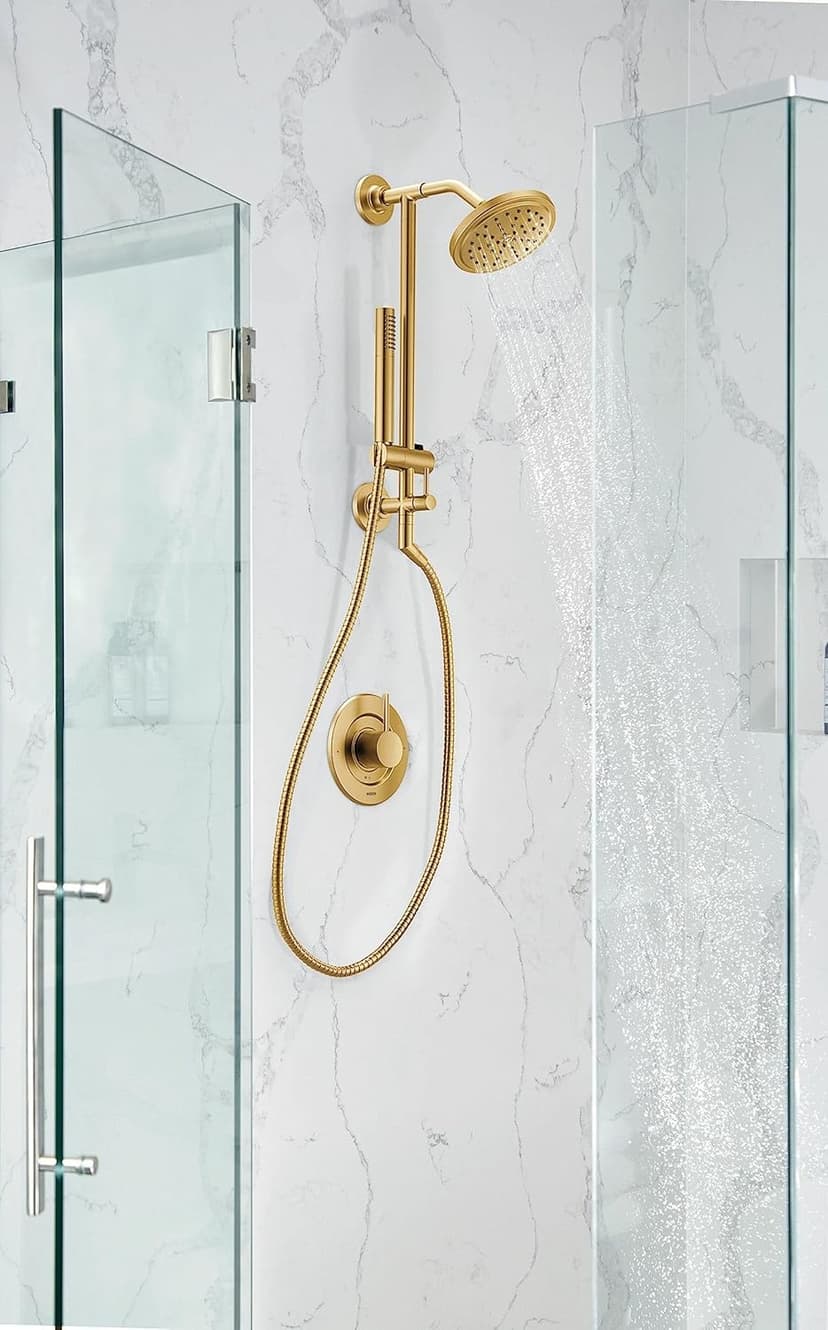 Moen S176BG Collection 7-Inch Single Function Shower Head with Immersion Rainshower Technology, Brushed Gold
