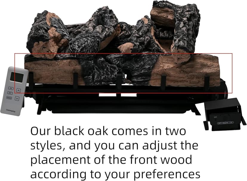 18-24 Inch Ventless Fireplace Logs Set with Remote Control, Only Used for Natural Gas,Heats up to 36000 BTU (Liquid Propane Fireplace Black Oak, 18Inch)