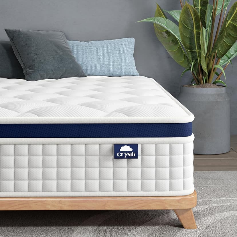Crystli 12 Inch King Size Mattress Bed in A Box, Hybrid Mattress with Zero Pressure Foam, Innerspring for Pressure Relief, Motion Isolation, Medium Firm, CertiPUR-US Certified
