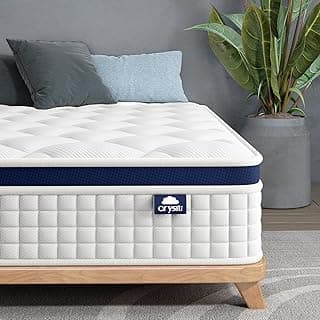 Crystli 12 Inch King Size Mattress Bed in A Box, Hybrid Mattress with Zero Pressure Foam, Innerspring for Pressure Relief, Motion Isolation, Medium Firm, CertiPUR-US Certified