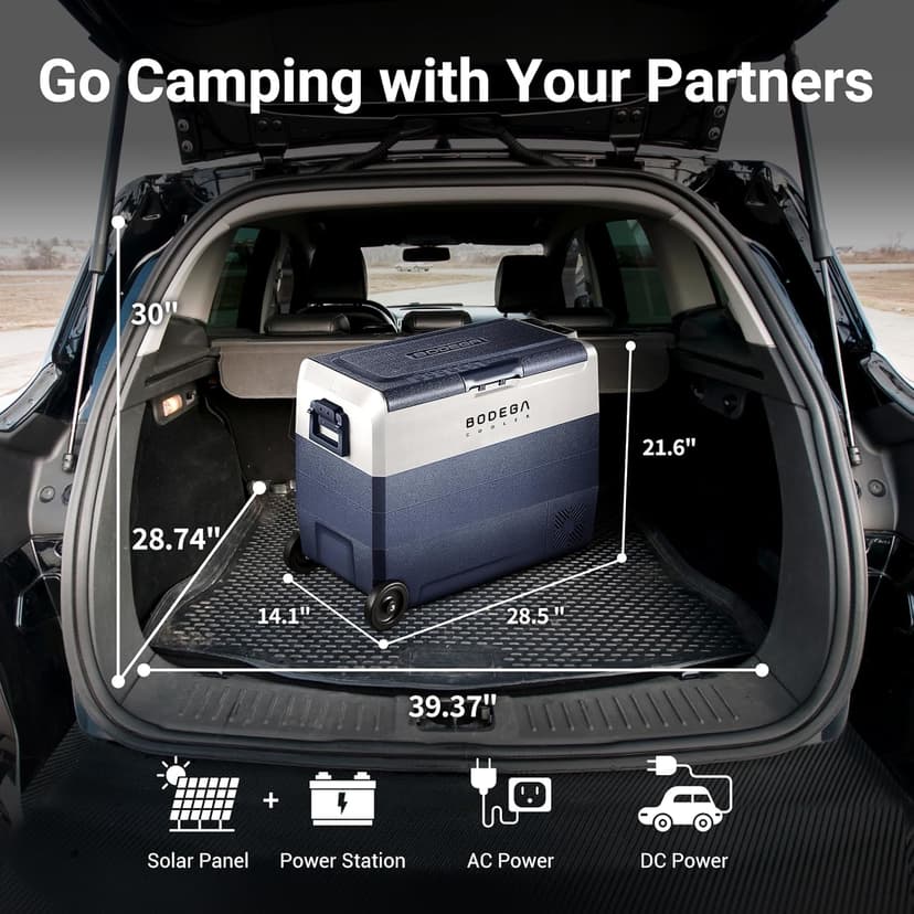 BODEGACOOLER 12 Volt Car Refrigerator,64 Quart Portable Fridge Cooler APP Control,-4℉-68℉ 60L Dual Zone Car Freezer Cooler, 12/24V DC and 100-240V AC for Camping,Travel,RV,Boat,Van,Road Trip