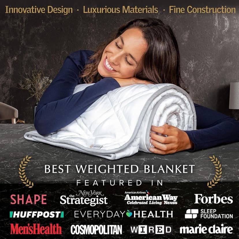 Cooling Weighted Blanket, 15 lbs, Twin Size for Adults, Luxury Heavy Blanket, Silky Soft Bamboo Viscose, 48x72 inches, Machine Washable, White