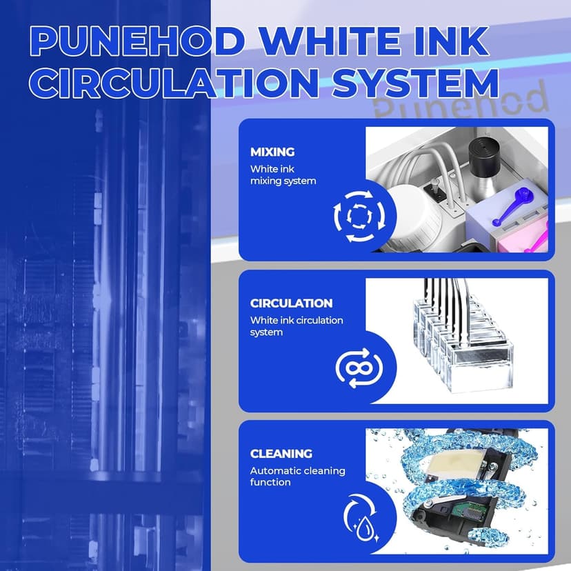 PUNEHOD DTF Printer A4 L800, DTF Transfer Printing Machine with White Ink Circulatory for DIY Print Dark and Light Fabrics Direct to Film Printer (with Oven)