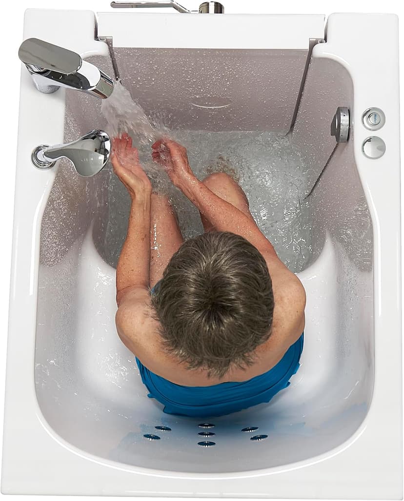 Ella Front Entry 32"x40" Acrylic Hydro Massage Walk-In Bathtub, Right Outward Swing Door, 2 Piece Fast Fill Faucet, 2" Drain