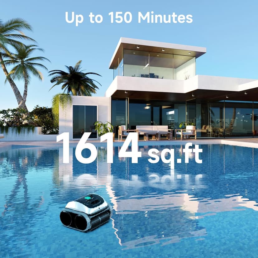 (2025 Upgrade) WYBOT C1 Robotic Pool Vacuum for Inground Pools, 150min Runtime Cordless Pool Cleaner, 4-in-1 Wall & Waterline Cleaning Up to 1,614Sq.ft, Smart Navigation, App Support