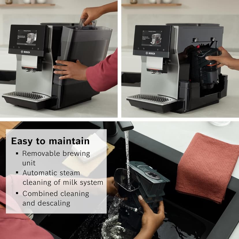 Bosch 800 Series Fully Automatic Espresso Machine – 36 Drinks with Coffee World, Cold Brew, Double Cup, Integrated Milk Container, Smart Features, in Stainless Steel