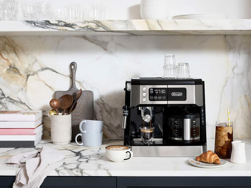 De’Longhi All-in-One Coffee and Espresso Maker Combo with Grinder, Milk Frother, Auto Timer & Dual Heating System – Espresso Machine & Drip Coffee Brewer – All-in-One Stainless Steel Barista Machine