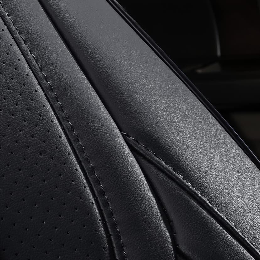 Huidasource Ford Seat Covers, Leather Pickup Seat Cushion Cover Fit for 2015-2024 Ford F150 SuperCrew & 2017-2024 F250 F350 F450 Super Duty Crew Cab XL XLT Lariat King Ranch Platinum(Full Set/Black)