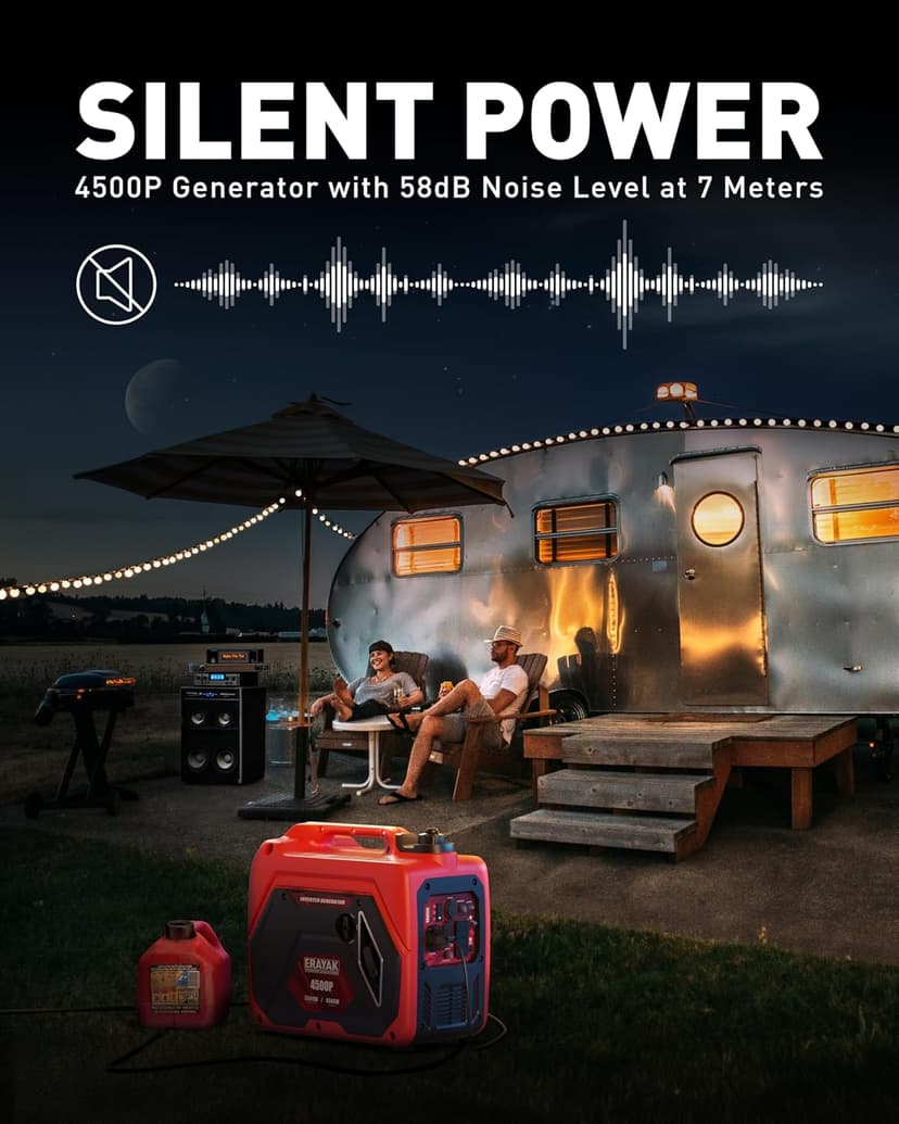 ERAYAK 4500W Portable Inverter Generator for Home Use, Super Quiet Small Generator for Camping Outdoor Emergency Power Backup, Gas Powered Engine, ECO Mode, EPA Compliant