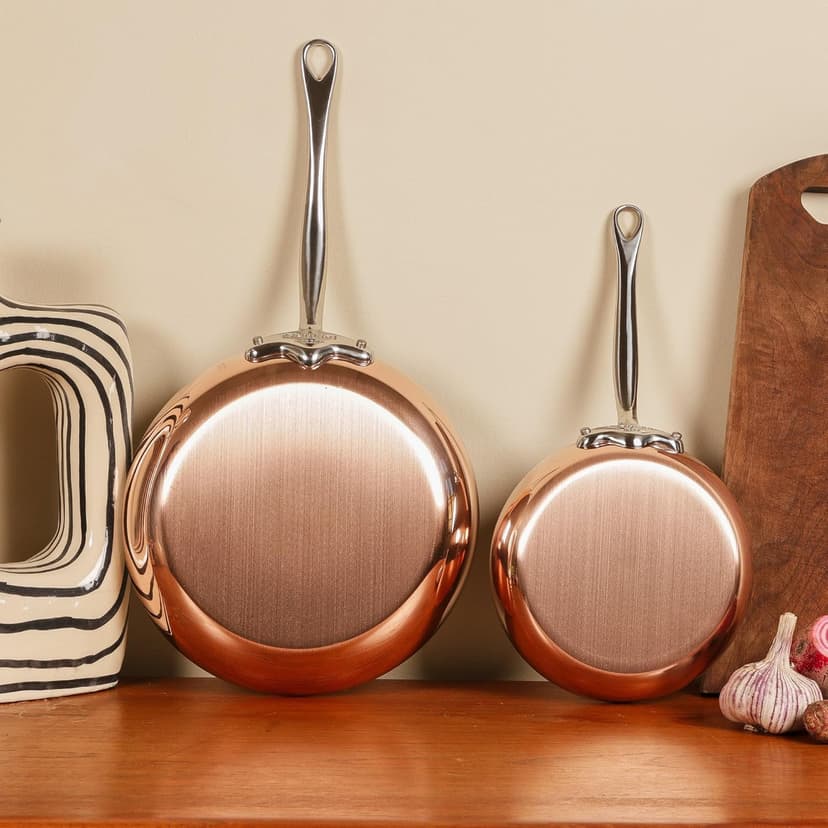 Mauviel M'Heritage 150 S 1.5mm Polished Copper & Stainless Steel 14-Piece Cookware Set With Cast Stainless Steel Handles And Curved Lid, Made In France