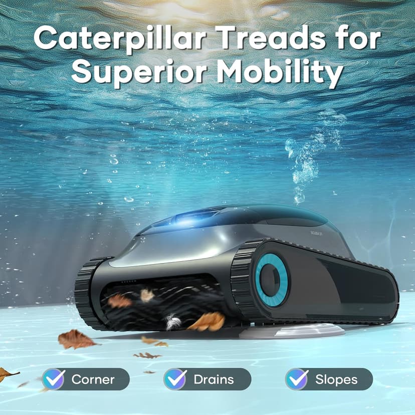 AIPER Scuba S1 Cordless Robotic Pool Cleaner, Wall & Waterline & Floor Cleaning, Smart Navigation, Superior Mobility, Four Cleaning Modes, for Inground Pools up to 1600 sq.ft (Renewed)