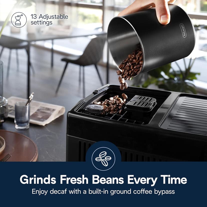 De'Longhi Dinamica Plus Espresso & Coffee Machine, Automatic Milk Frother, 24+ One Touch Recipes, Enjoy Lattes, Cappuccinos, and more, ECAM38085SB