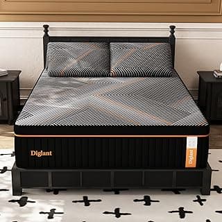 DIGLANT King Mattress,14 Inch Plush Hybrid Mattress, Black Memory Foam with Individually Pocket Coils Mattress King Size in Box, Euro Top Mattress for Pressure Relief,Balanced Support, 76"*80"